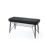 Bench Puf Metal Retro Ayaklı Siyah Deri