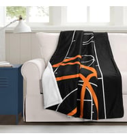 Basketbol Oyunu Sherpa Battaniye, 152,4 cm x 127 cm, Siyah ve Turuncu