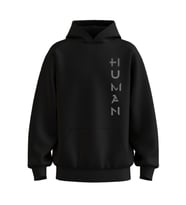 Oversize 'Human' Baskılı Kapşonlu Hoodie Sweatshirt (Siyah)