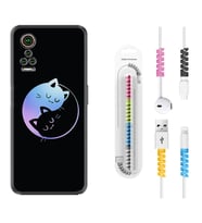 General Mobile GM 21 Pro GM 22 Pro Plus Kılıf Kablo Koruma Spiral Silikon Love Cats 1604