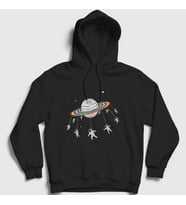 Presmono Unisex Siyah Saturn Astronaut Space Astronot Uzay Kapüşonlu Sweatshirt 283860tt