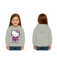 Unisex hello kity  Baskılı Çocuk Swaetshirt  Baskılı Kapüşonlu 3 İplik Şardonlu (Gri)