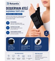 Tespit Ateli, De Quervain Tendon İltihabı İçin Alüminyum Balenli Sabitleyici Bileklik, Anne Bileği ve Tendinit Ağrı Giderici, Sağ-Sol Uyumlu Ortopedik Destek