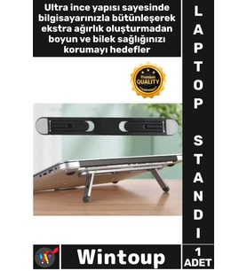 #LaptopStandı Ergonomik Portatif Notebook Standı Siyah 2 Kademeli Katlanır Yapışkanlı Laptop Standı
