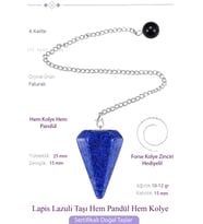 Sertifikalı Lapis Lazuli Taşı Pandül Sarkaç Hem Pandül - Hem Kolye (Çok Renkli)