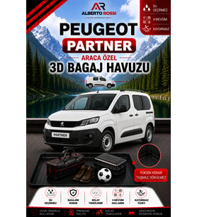 Peugeot Partner 1999 - 2008 Araca Özel 3D Bagaj Havuzu