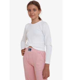 Breeze Kız Çocuk Crop Uzun Kollu Tişört Fiyonklu 8-14 Yaş, Ekru