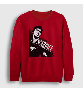 Presmono Unisex Kırmızı Rage Film Scarface Sweatshirt 251031tt