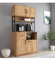 Tanmob MTD0102 İnci 90 cm Kapaklı Çekmeceli Raflı Mutfak Dolabı Çam (Sarı)