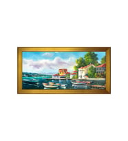İstanbul Motifli Kanvas Tablo 50 x 70 cm Gold Çerçeve