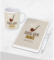 Kişiye Özel  Babalar Günü Hediyesi Defter& Kupa   &Kalem Seti
