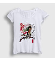 Presmono Kadın Beyaz Soldier Eren Yeager Anime Attack On Titan T-Shirt 316273tt