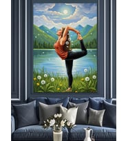 Yoga Yapan Kadın Silüeti Dekoratif Kanvas - Mdf Ahşap Tablo