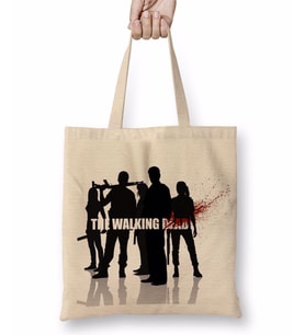 The Walking Dead Siyah Beyaz Bez Çanta Uzun Saplı