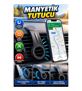 Manyetik Araç İçi Telefon Tutucu – 360° Döner Konsol Standı