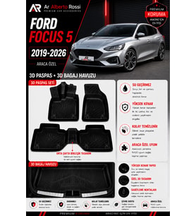 FORD FOCUS 5 2019-2026 Araca Özel 3D Paspas + 3D Bagaj Havuzu