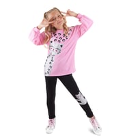 Leo Kız Çocuk Tayt T-Shirt Takım (Pembe)