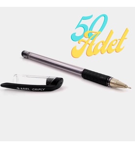 Adel Griply Tükenmez Kalem Siyah 0.7 mm İnce Uçlu 50 Adet