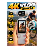 4K Vlog Kamera 5 MP Sensör Otomatik Odaklama 180° Dönen Lens IPS Ekran ve Dahili Dolgu Işığı