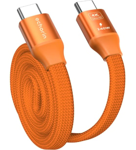 Lexroo Manyetik Turuncu 240w 20Gbps Type-C to Type-C Hızlı Şarj, Görüntü ve Veri Aktarım Kablosu