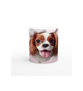Çatlak Duvardan Bakan Cavalier King Charles Temalı Baskılı Kupa Bardak