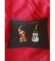 Miyuki Boncuk El Yapımı Sevimli Ayıcık Ve Kardan Adam Küpe Yılbaşı Christmas Noel