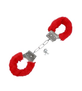 Censan Fetiş Fantezi Kırmızı Peluşlu Metal Kelepçe