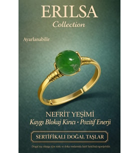 Sertifikalı Kaygı Blokaj Kırıcı Enerji Yüzüğü – Nefrit Yeşimi Taşı Ayarlamalı Yengeç Balık Burcu