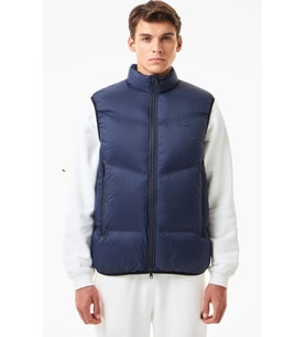 Lacoste Down Fill Mens West Dik Yaka Kaz Tüyü Erkek Yelek Lacivert