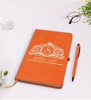 BK Gift Kişiye Özel İsimli Turuncu Termo Deri Defter Kalem Seti Model 13