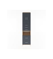 Hyperion Dolap 3 Raflı 5 Çekmeceli 2 Kapaklı 60x44x243 Çam-Antrasit