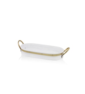 Beyaz Oval Tepsi 33x65 cm, Şık ve Dayanıklı Seramik Tasarım