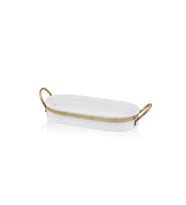 Beyaz Oval Tepsi 33x65 cm, Şık ve Dayanıklı Seramik Tasarım
