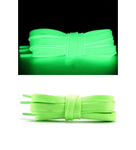 Fosforlu Neon 1 cm Kalınlığında Yeşil Renk 1 Çift Yassı Spor Ayakkabı Bağcığı