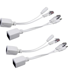 Ethernet Aşırı 4x Güç Pasif Poe Enjektör Splitter Adaptörü Kabloları (Beyaz)