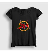 Presmono Kadın Siyah Logo Slayer T-Shirt 111467tt