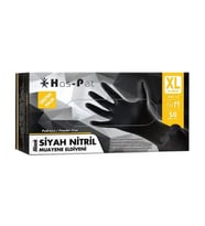 Has-Pet Kalın Siyah Nitril Pudrasız Eldiven XL 50'li - x 12 Adet
