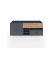 Kronos Konsol 5 Raflı 2 Çekmeceli 4 Kapaklı 220x59x99 Antrasit-Antrasit/Çam