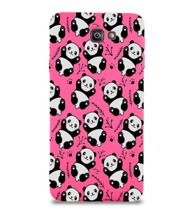 Samsung Galaxy J7 Prime 2 Uyumlu Lansman Kılıf Panda Tasarımlı İçi Kadife Kapak-Neon Pembe (Şeffaf)