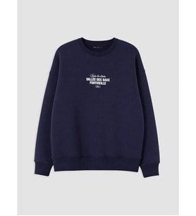 LCW Vision Lacivert Baskılı Oversize Kadın Kalın Sweatshirt