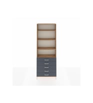 Arges Dolap 4 Raflı 5 Çekmeceli 88x30x243 Çam-Antrasit