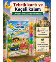 Artık Kur'an Okuyorum Hediyesi 20 Set Kur'an Kursu-Hatim Töreni Hatırası Keçeli Renkli Kalem Tebrik Kartı Hediyeli