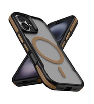 iPhone 16 Plus Kılıf M-safe Şarj Özellikli Renkli Kenar Airbag Şeritli Lamer Kılıf (Gold)