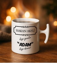 BK Gift Kişiye Özel İsimli Hammer Kulplu Beyaz Kupa Bardak-1, Arkadaşa Hediye, Sevgiliye Hediye, Doğum Günü Hediyesi