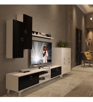 Decoraktiv Eko 6 Mdf Dvd Gold Tv Ünitesi Tv Sehpası - Beyaz Siyah (Siyah - Beyaz)