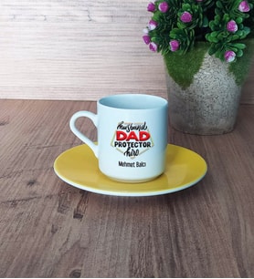 Babaya Hediye Türk Kahvesi Fincanı Sarı Babaya Doğum Günü Hediyesi