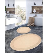 Cotton Special %100 Pamuk 2'li Oval Osmanlı Desen Pamuklu Klozet Takımı Cappucino