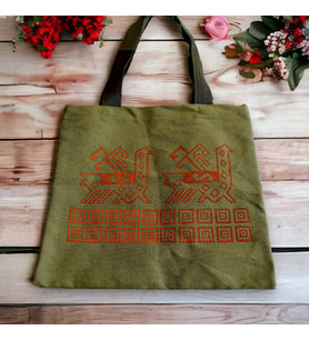 Yeşil Renk Antik Desenli Omuz Çantası