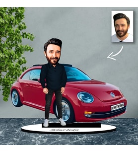 Kişiye Özel Karikatür Volkswagen Beetle  Arabalı Karikatür Biblo b19