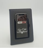 Kişiye Özel İsim Soyisim Baskılı Telefon Ve Kartlık Cepli Gri Defter